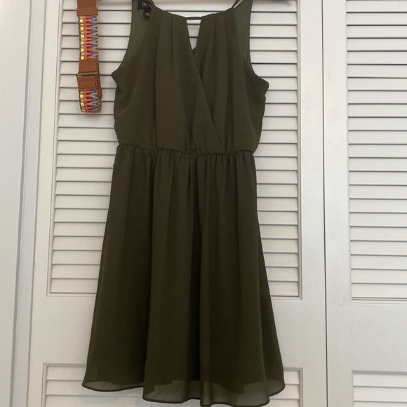 BCX Dress; Macys brand; olive green, comes with stretch belt - Picture 2 of 2